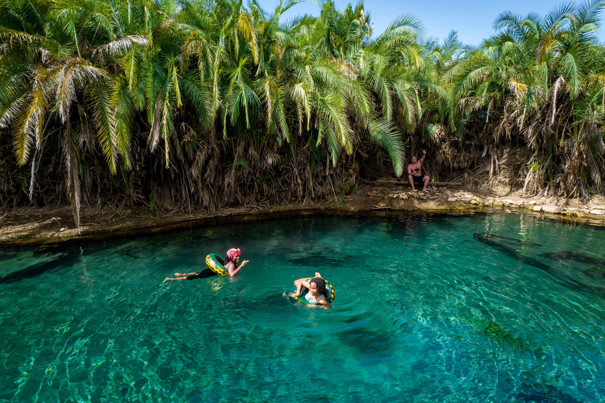 Swim and relax at the little oasis in the semi-desert.